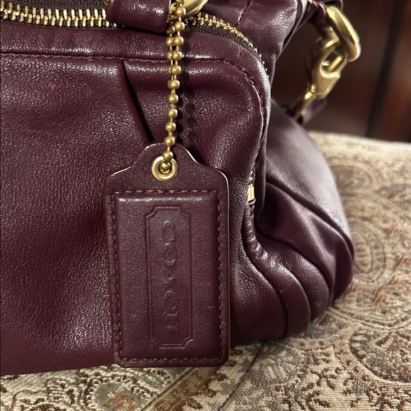 Coach Super Soft Burgundy Leather Handbag with removable shoulder strap - Picture 2 of 15